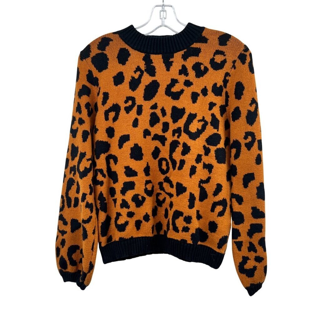 Who What Wear Womens Cheetah Print Sweater Pullover Long Sleeve Size Medium